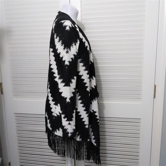 INC Black White Chevron Zig Zag Waterfall Cardigan - Picture 8 of 9